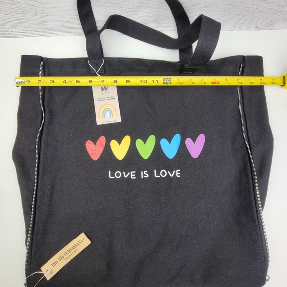 Most Wanted USA Pride Black Cotton Canvas Love is Love Tote Bag - Picture 13 of 16